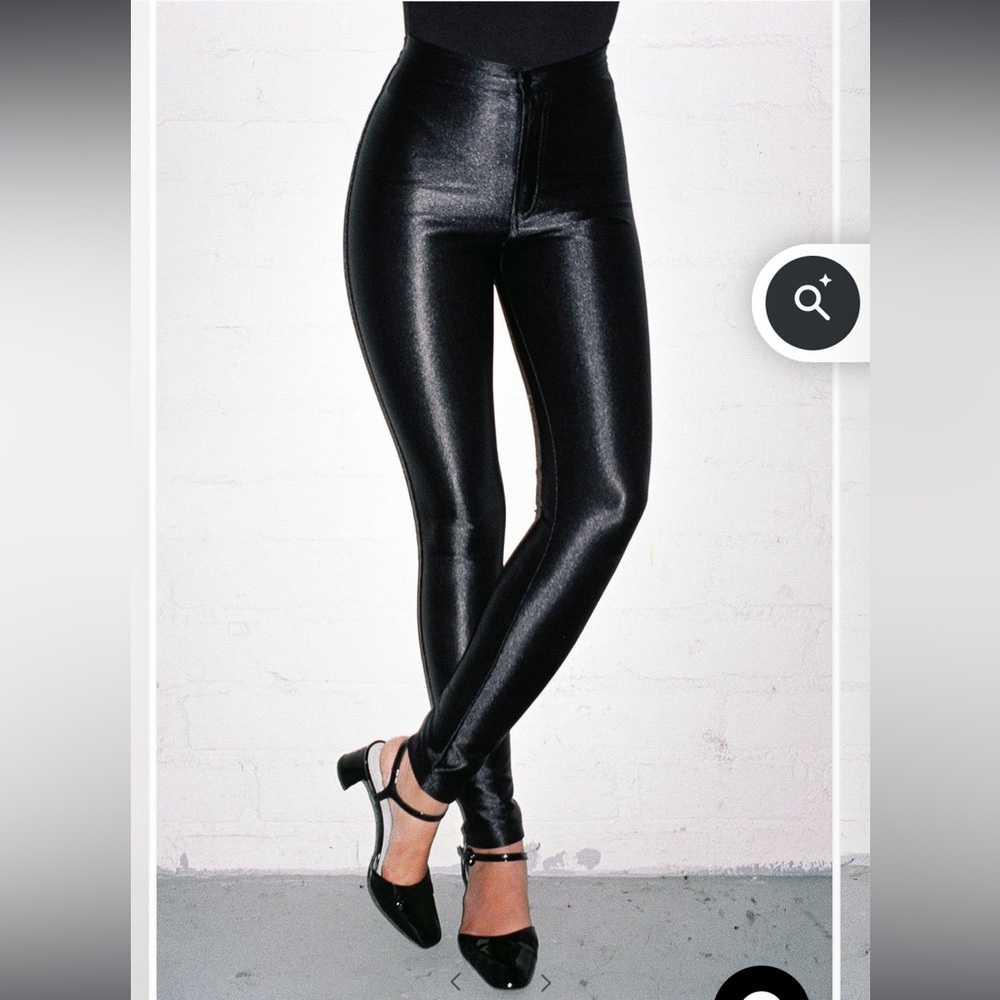 American Apparel “The Disco Pant” Shiny Black High Rise Leggings